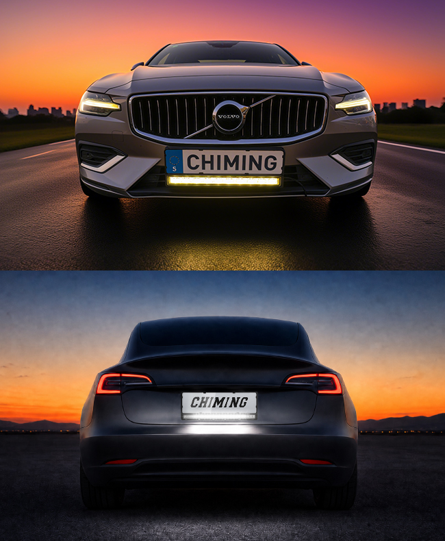 chiming patent design of license plate light bar with frame for european countries